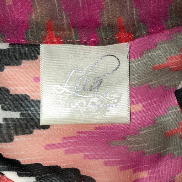 Lila Sheer Aztec Lengthy Collar Tank Top - Picture 4 of 7